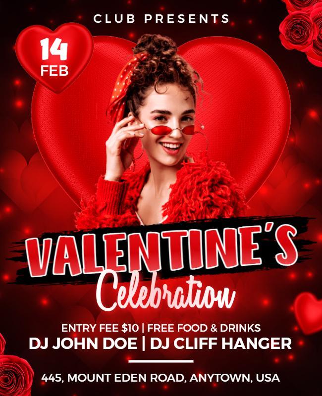 Valentines Day Celebration Party Flyer Template