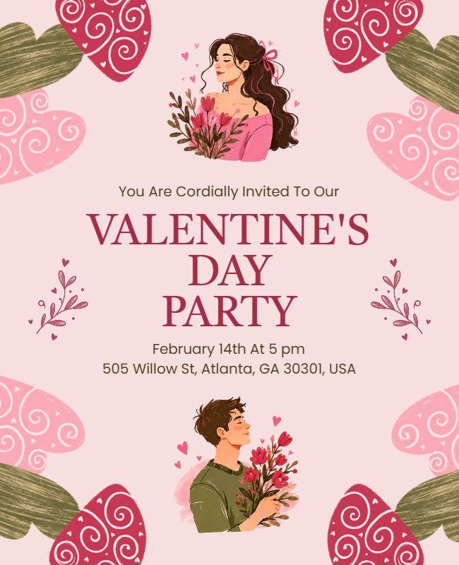 Valentine's Day Celebration Party Poster Template