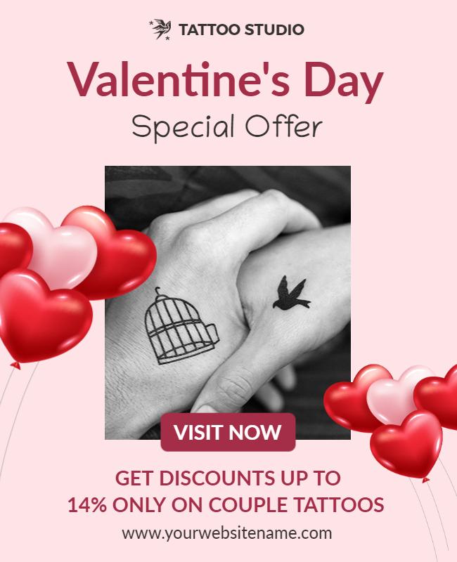 Valentines Day Couple Tattoo Discount Flyer Template