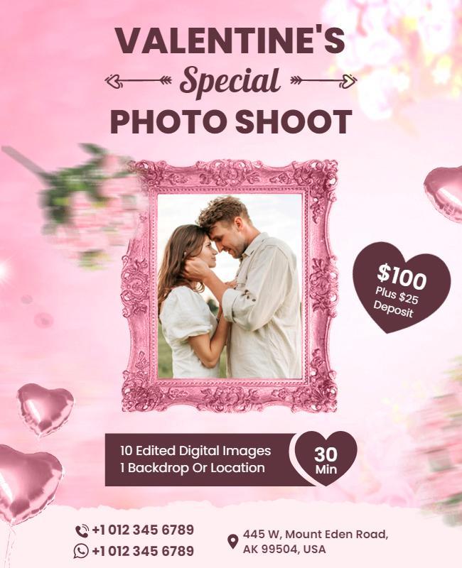 Valentines Day Couples Photo Shoot Flyer Template