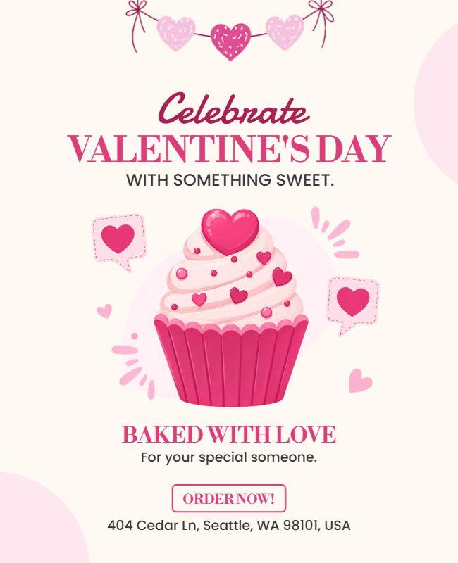 Valentine's Day Cupcake Celebration Poster Template
