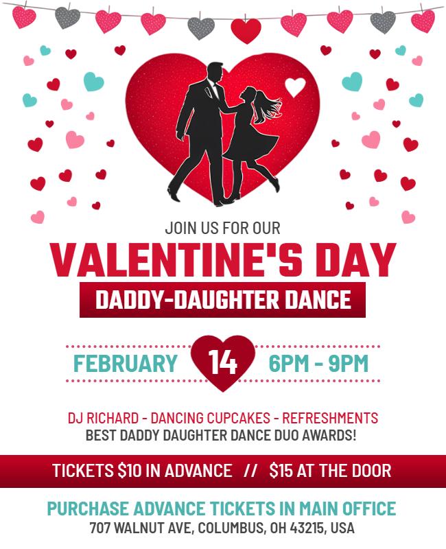 Valentine's Day Daddy Daughter Dance Flyer Template