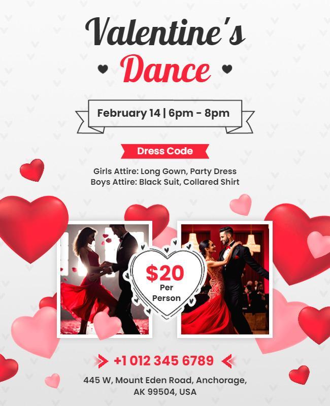 Valentines Day Dance Event Flyer Template