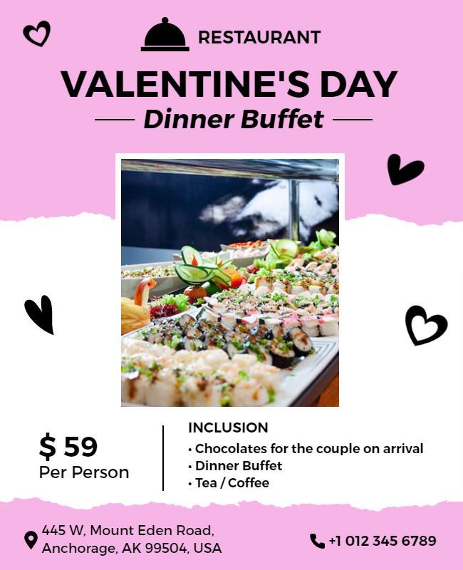 Valentines Day Dinner Buffet Flyer Template