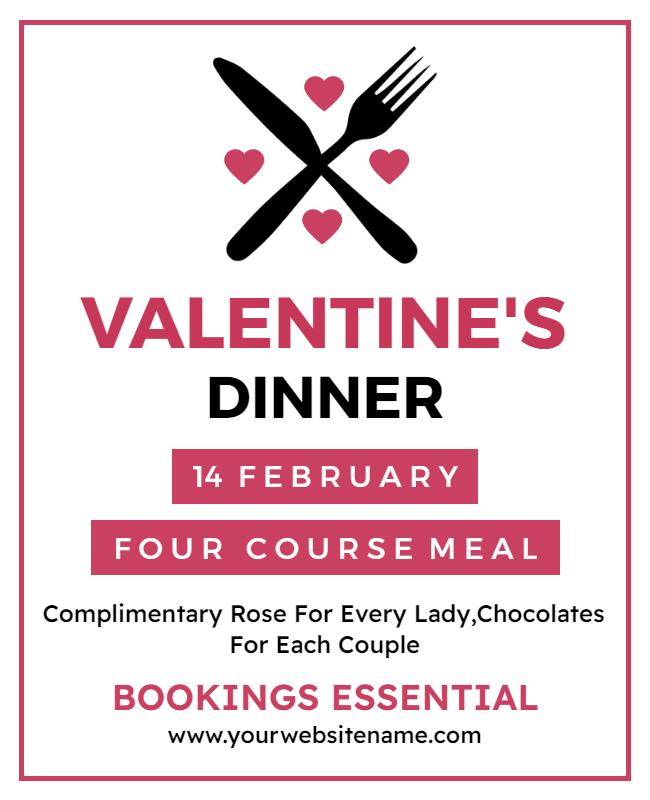 Valentines Day Dinner Event Flyer Template