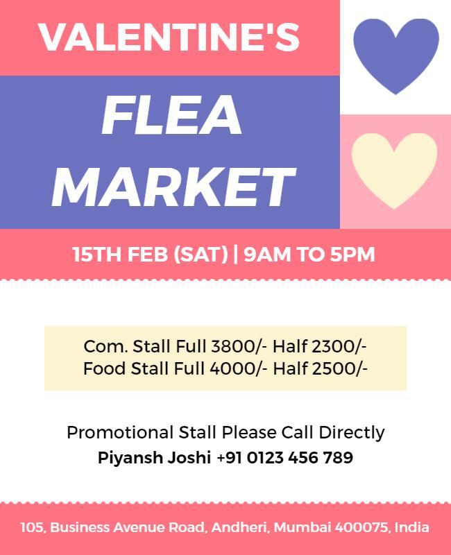 Valentines Day Flea Market Flyer Template