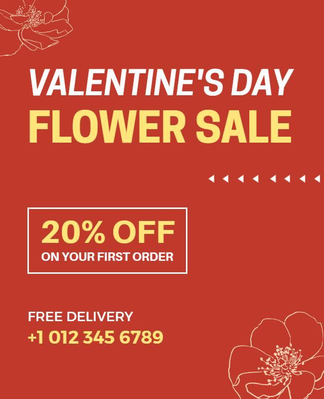 Valentines Day Flower Sale Promotion Flyer Template