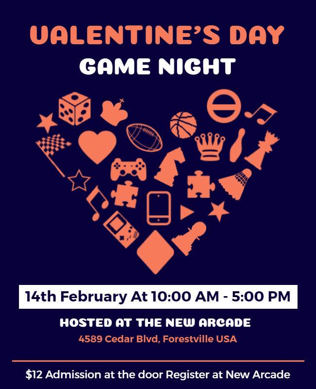 Valentines Day Game Night Event Flyer Template