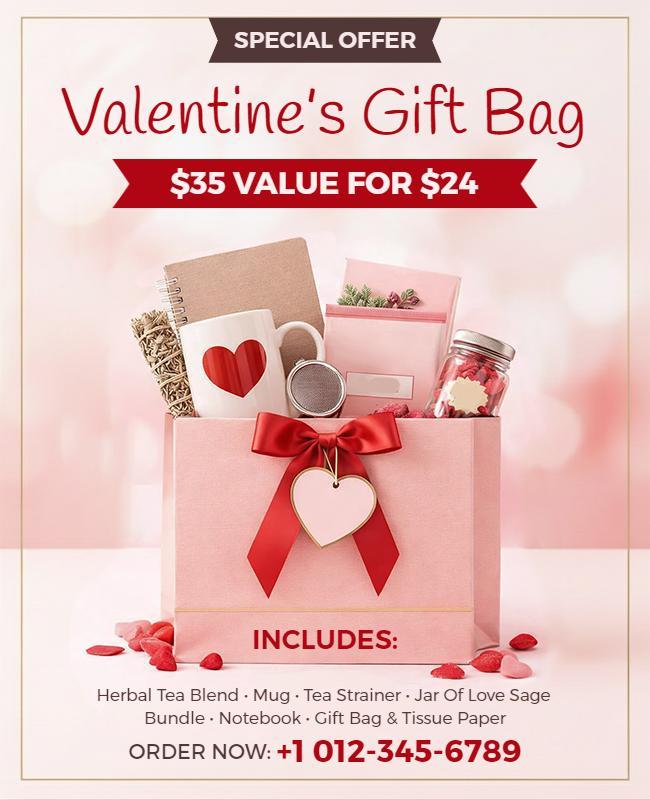 Valentine's Day Gift Bag Promotion Flyer Template