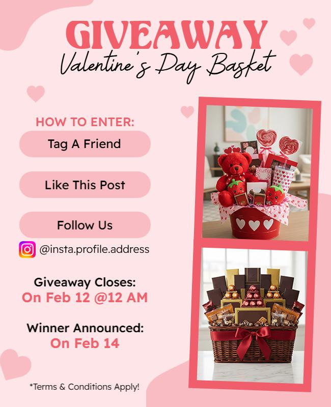Valentine's Day Gift Basket Giveaway Flyer Template