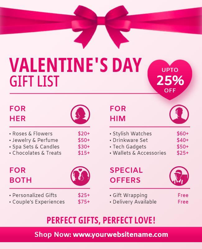 Valentine's Day Gift List Offers Flyer Template