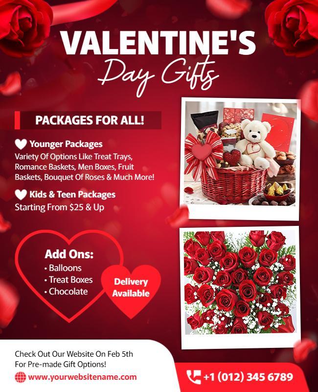 Valentine's Day Gift Packages Promotion Flyer Template