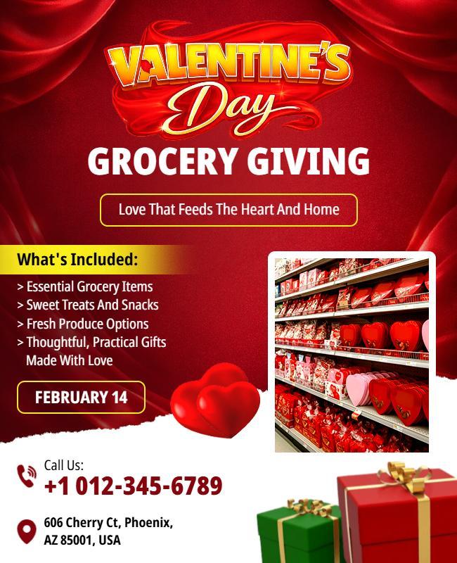 Valentine's Day Grocery Giving Flyer Template