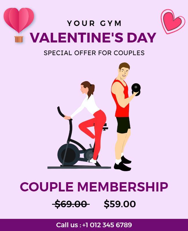 Valentines Day Gym Membership Offer Flyer Template