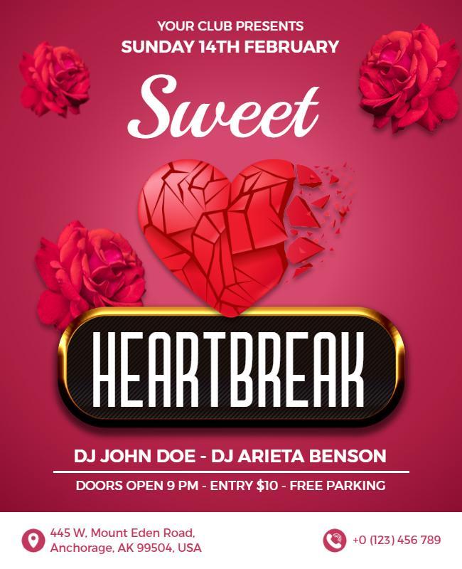 Valentines Day Heartbreak Party Flyer Template