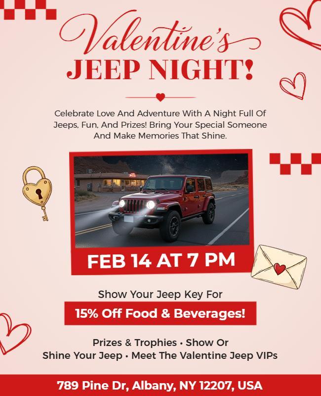 Valentine's Day Jeep Night Event Flyer Template