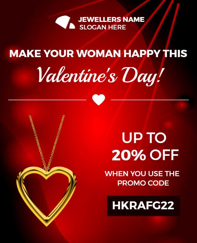 Valentines Day Jewelry Sale Flyer Template