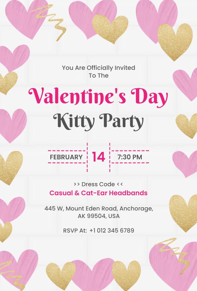 Valentine's Day Kitty Party Celebration Invitation Template