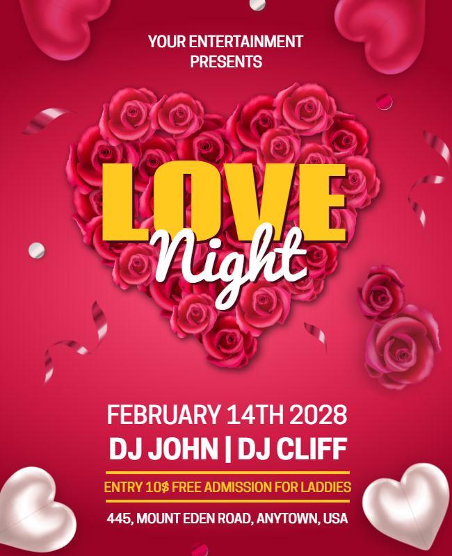 Valentines Day Love Night Event Flyer Template