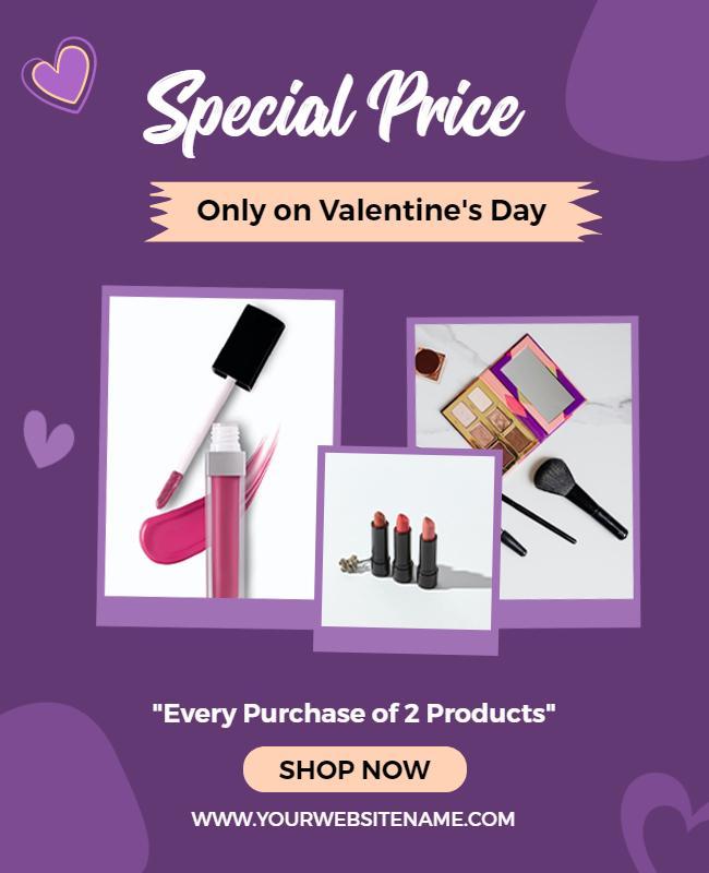 Valentines Day Makeup Sale Flyer Template