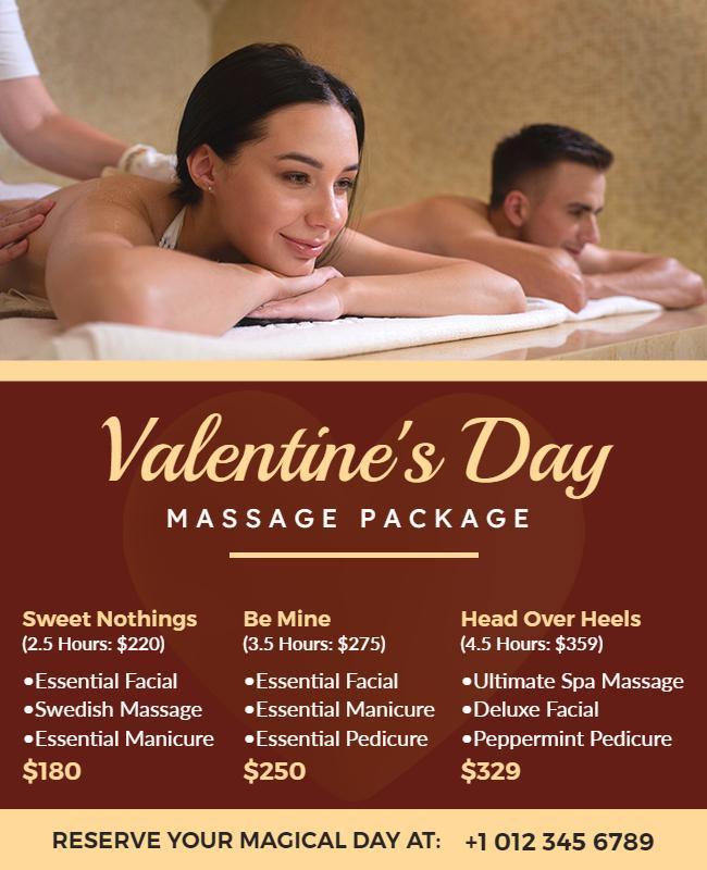 Valentines Day Massage Package Promotion Flyer Template