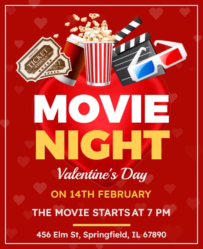 Valentines Day Movie Night Event Flyer Template