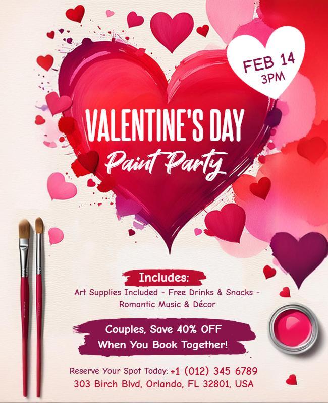 Valentine's Day Paint Party Flyer Template