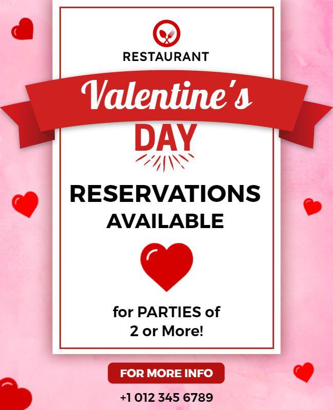 Valentines Day Restaurant Reservation Flyer Template