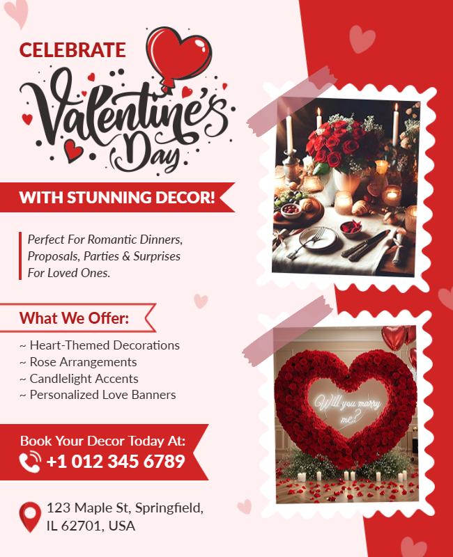 Valentine's Day Romantic Decor Flyer Template