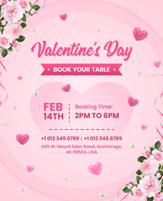 Valentines Day Romantic Dining Event Flyer Template