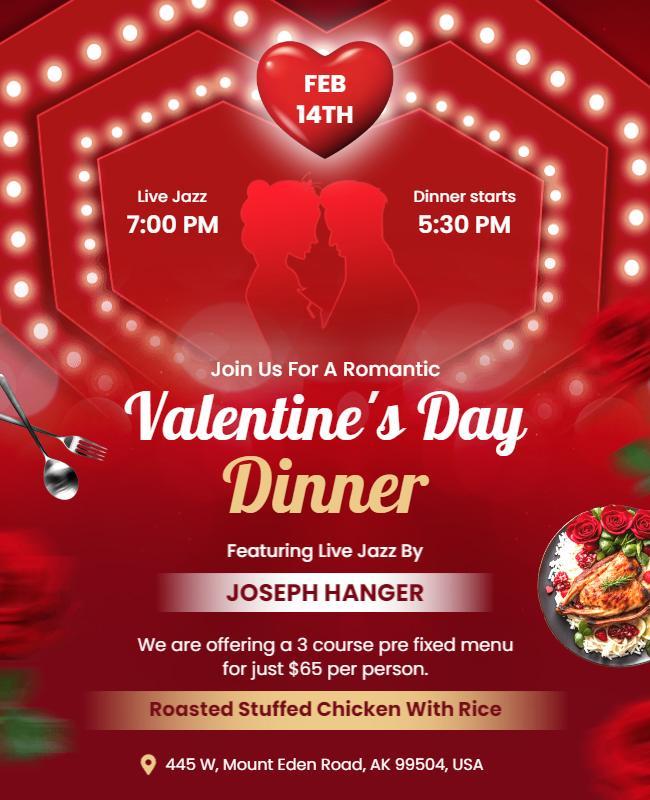 Valentines Day Romantic Dinner Flyer Template