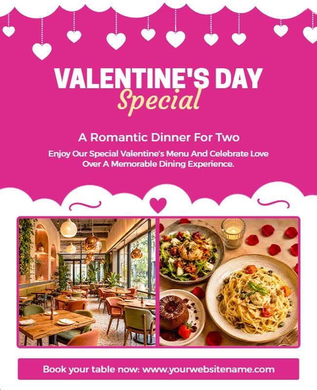 Valentine's Day Romantic Dinner Promotion Poster Template