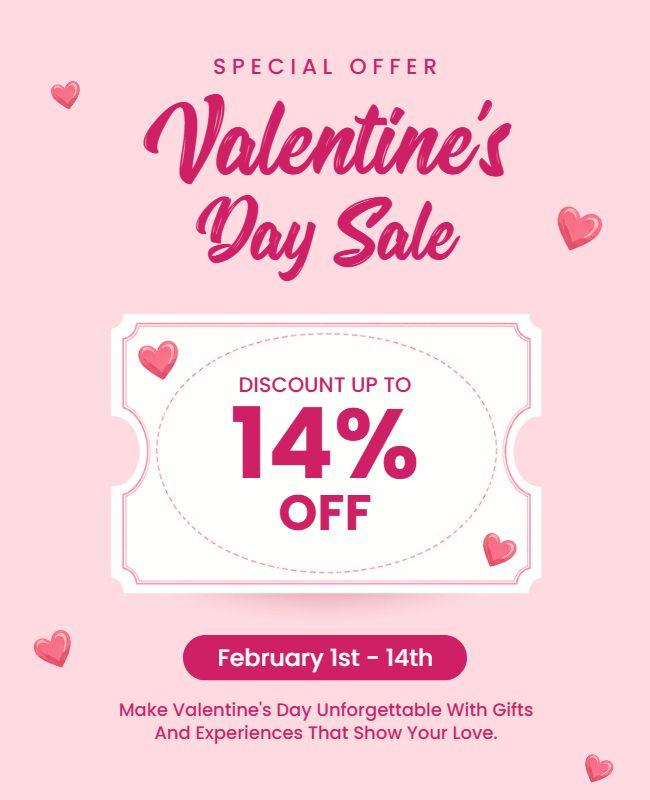 Valentine's Day Sale Discount Poster Template
