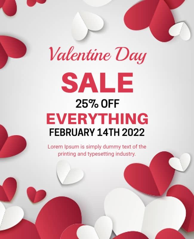 Valentines Day Sale Hearts Promotion Flyer Template