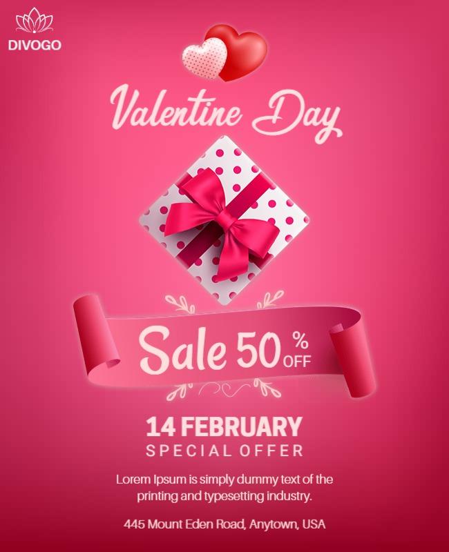 Romantic Pink Valentine Day Sale Flyer Template