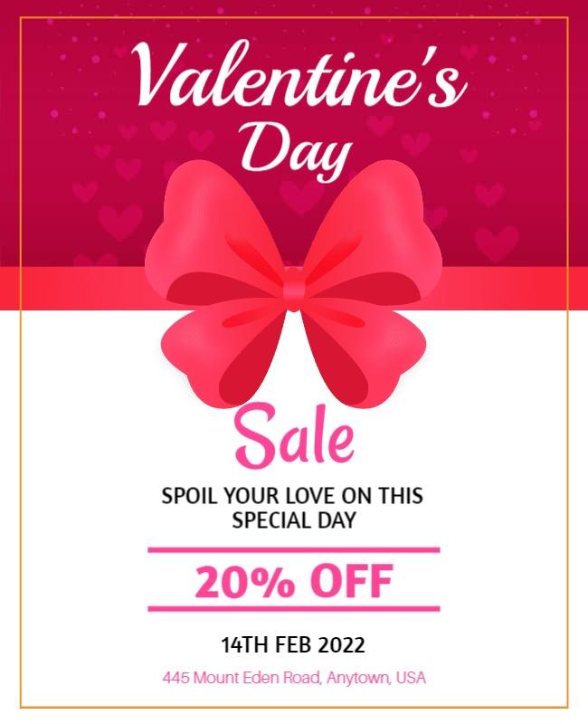 Romantic Pink Valentine’s Day Sale Flyer Template