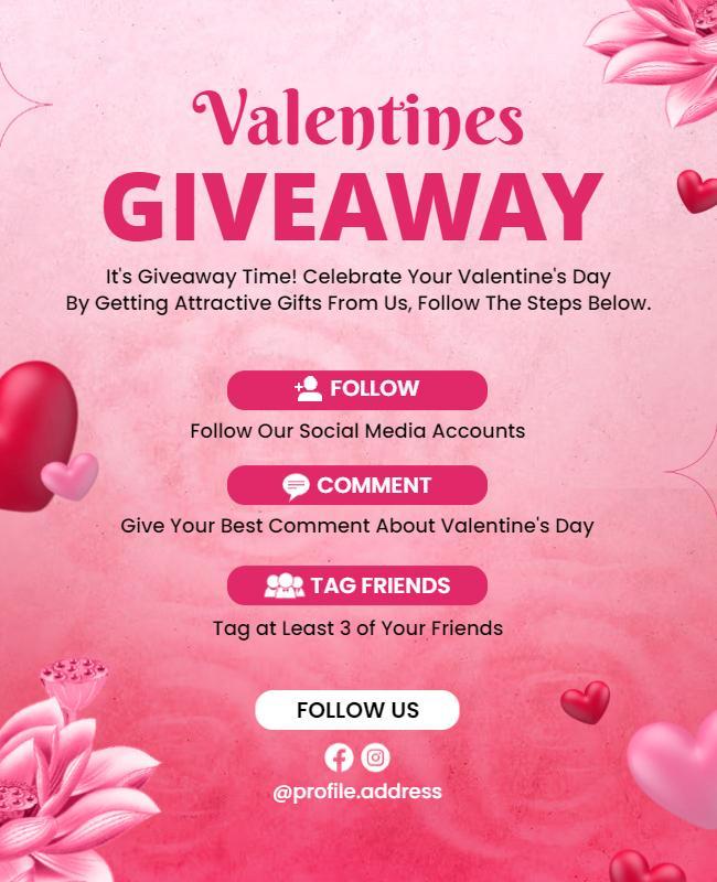 Valentines Day Social Media Giveaway Flyer Template