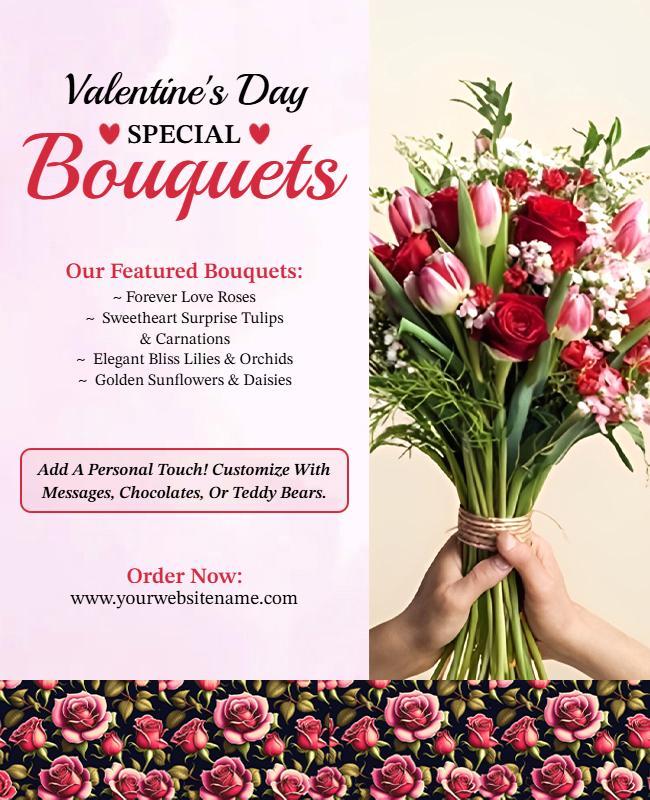 Valentine's Day Special Bouquets Promotion Flyers Template