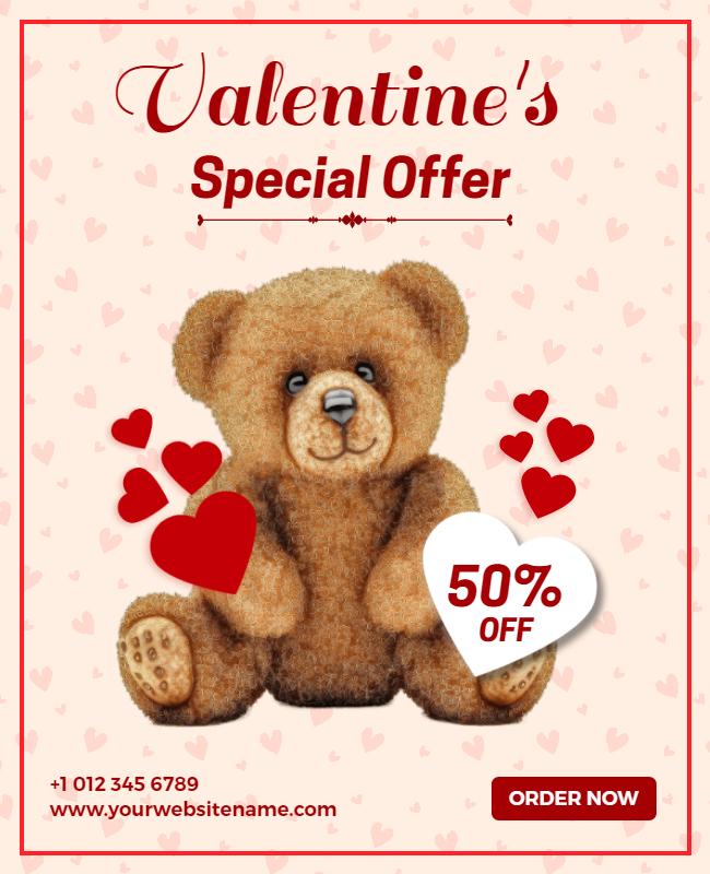 Valentines Day Special Offer Discount Flyer Template