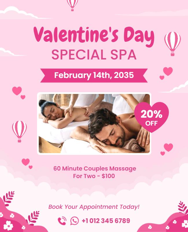 Valentines Day Special Spa Promotion Flyer Template