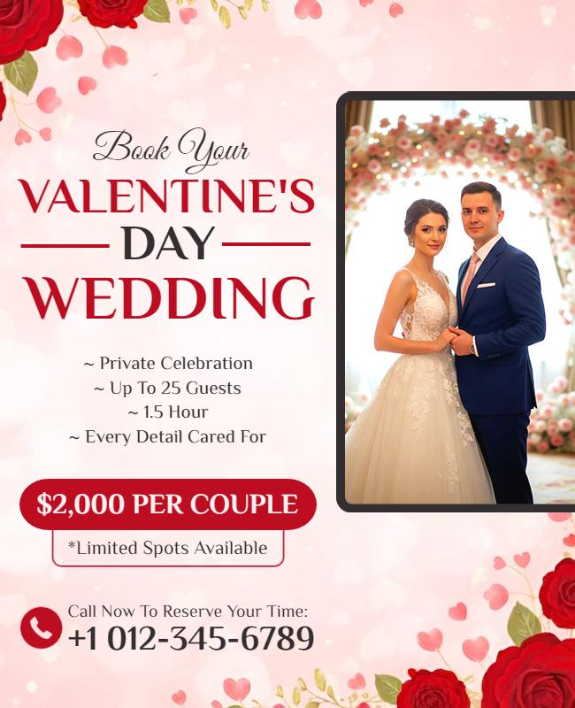 Valentine's Day Wedding Celebration Flyer Template