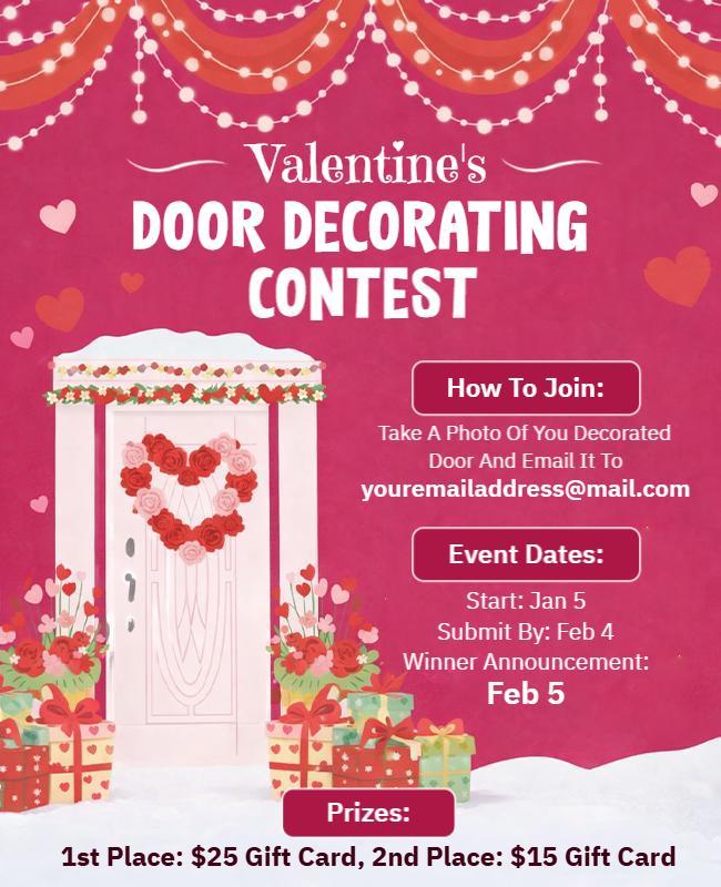 Valentine's Door Decorating Contest Flyer Template