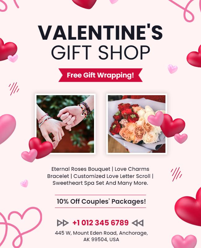 Valentines Gift Shop Promotion Flyer Template