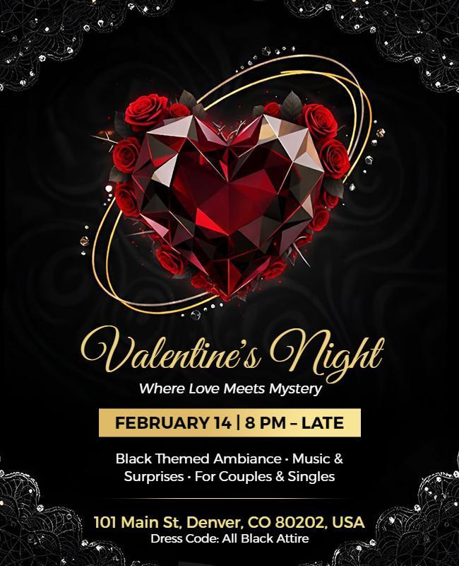Valentine's Night Event Celebration Flyer Template
