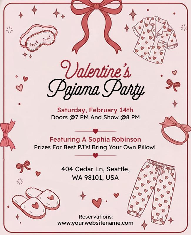 Valentine's Pajama Party Event Flyer Template