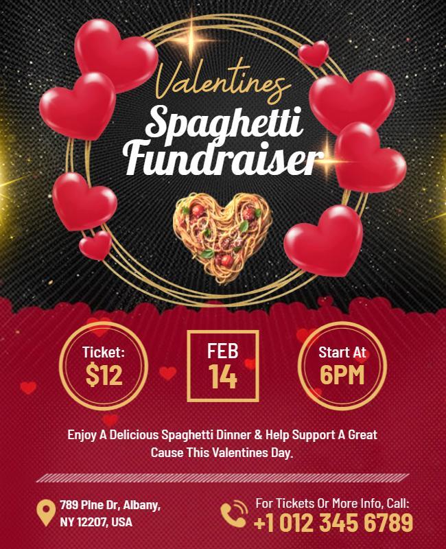 Valentines Spaghetti Dinner Fundraiser Flyer Template