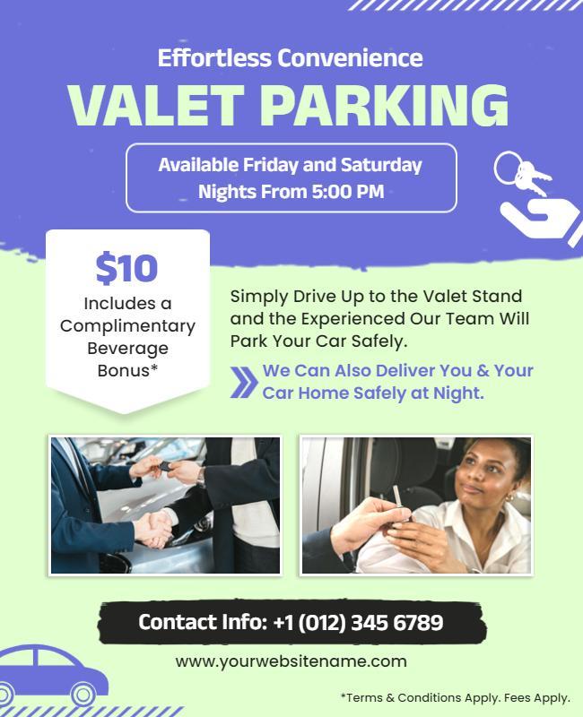 Valet Parking Service Promotional Flyer Template