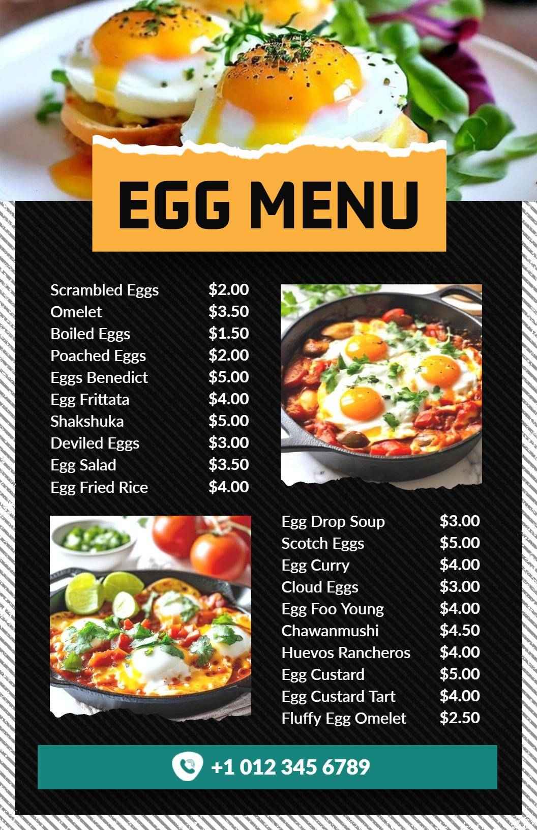 Variety Egg Dishes Offering Menu Template