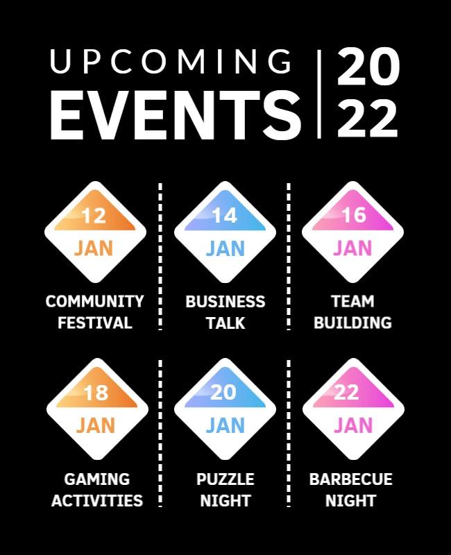 Various January Events Schedule Flyer Template