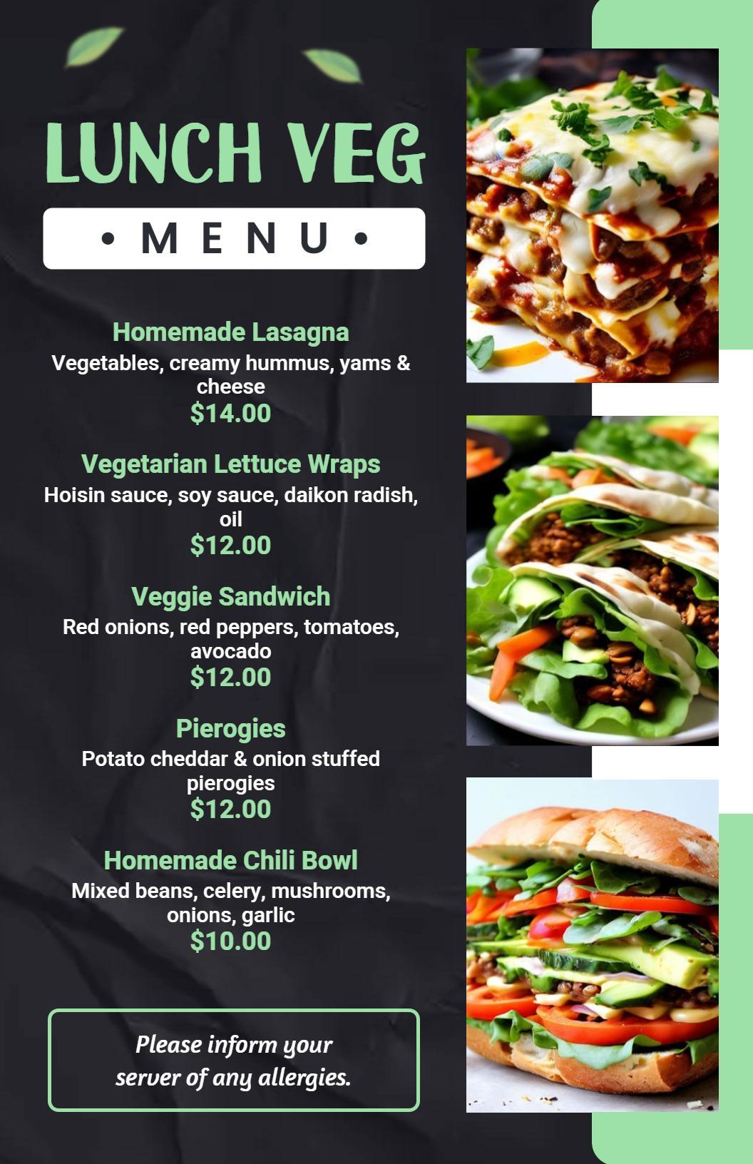 Veg Lunch Delight Menu Template